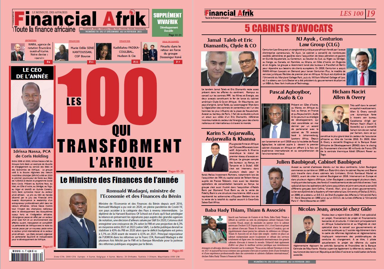 Financial Afrik | Top 5 des cabinets d'avocats qui transforment l'Afrique | Décembre 2020